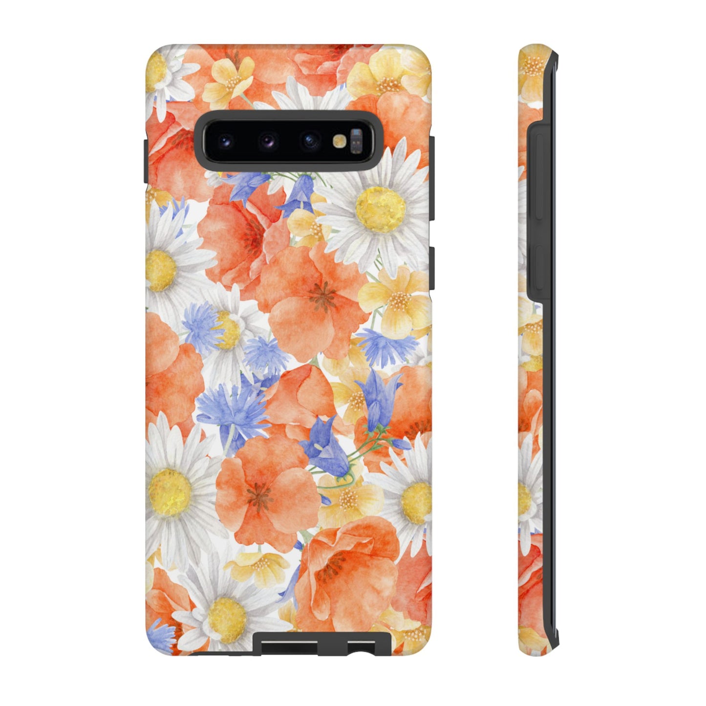 Watercolor Wildflower Pattern Samsung Galaxy Case – Durable Matte Finish with Daisy, Poppy & Cornflower Design