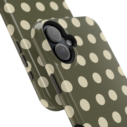 Vintage Green & Cream Polka Dots – MagSafe iPhone Case