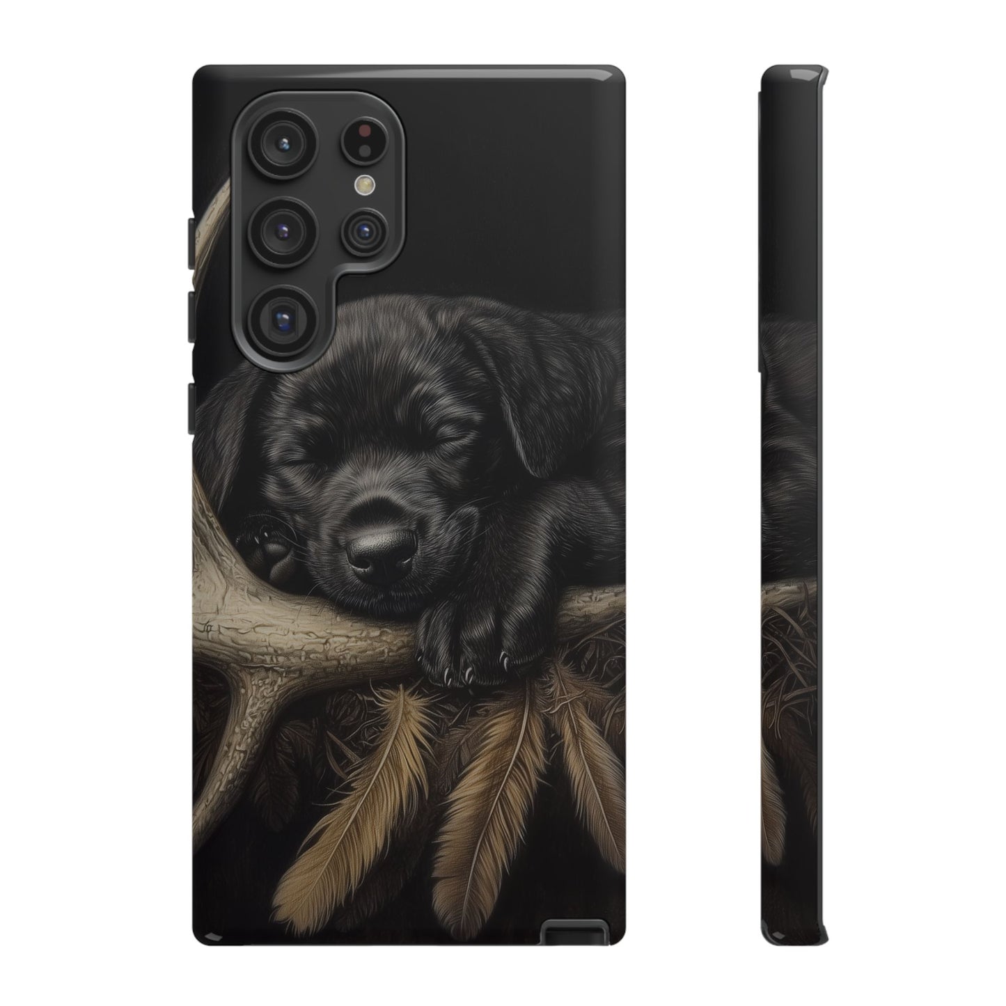 Adorable Black Labrador Puppy on Feathers Samsung Galaxy Case