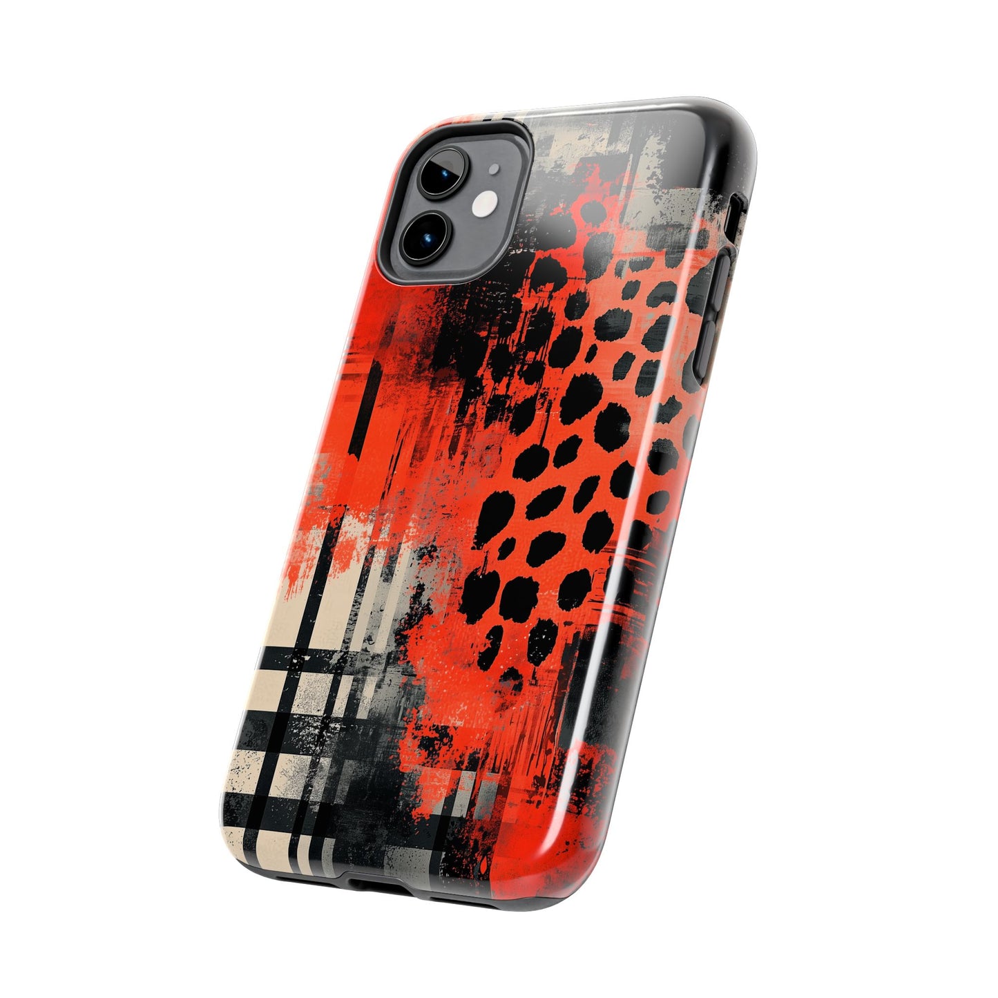 Cheetah Plaid iPhone Case – Red & Black Pattern