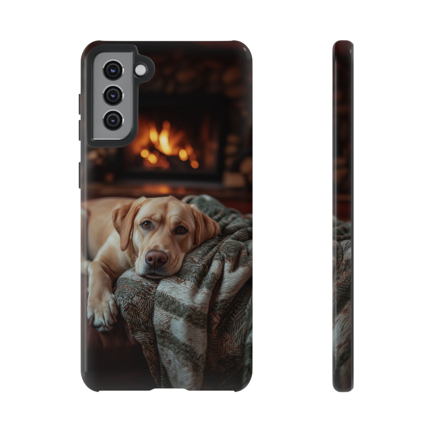 Cozy Labrador by Fireplace Samsung Galaxy Case – Rustic Cabin Protective Cover