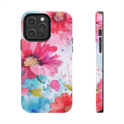 Vibrant Watercolor Red & Pink Floral - iPhone Case