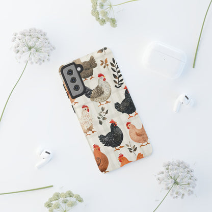 Samsung Galaxy Case: Vintage Chicken & Leaves – Farmhouse Style Case