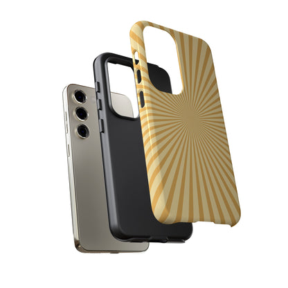 Golden Sunburst Samsung Galaxy Case – Retro Radiant Design with Dual-Layer Protection