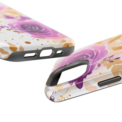 Soft Purple & Gold Floral Splash - MagSafe iPhone Series Case