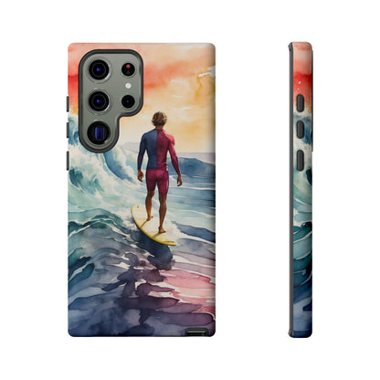 Surfer’s Sunset Wave Samsung Galaxy Case – Vibrant Watercolor Design