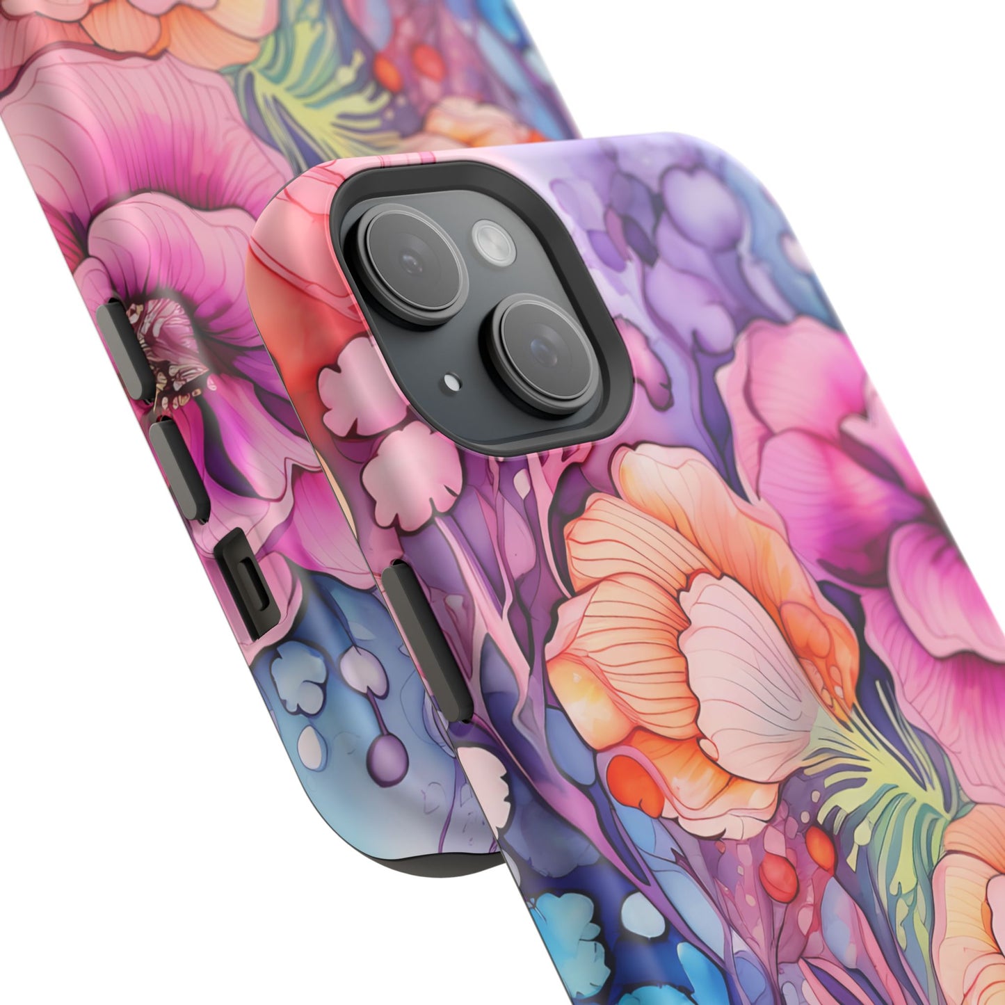 Bright Watercolor Floral Splash MagSafe iPhone Series Case – Bold Artistic Design