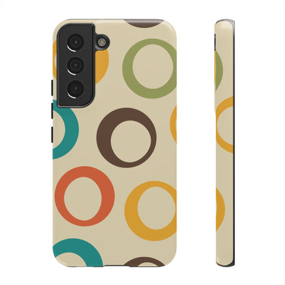 Retro Colorful Rings Samsung Galaxy Case – Shockproof, Matte Finish, Dual-Layer Protection
