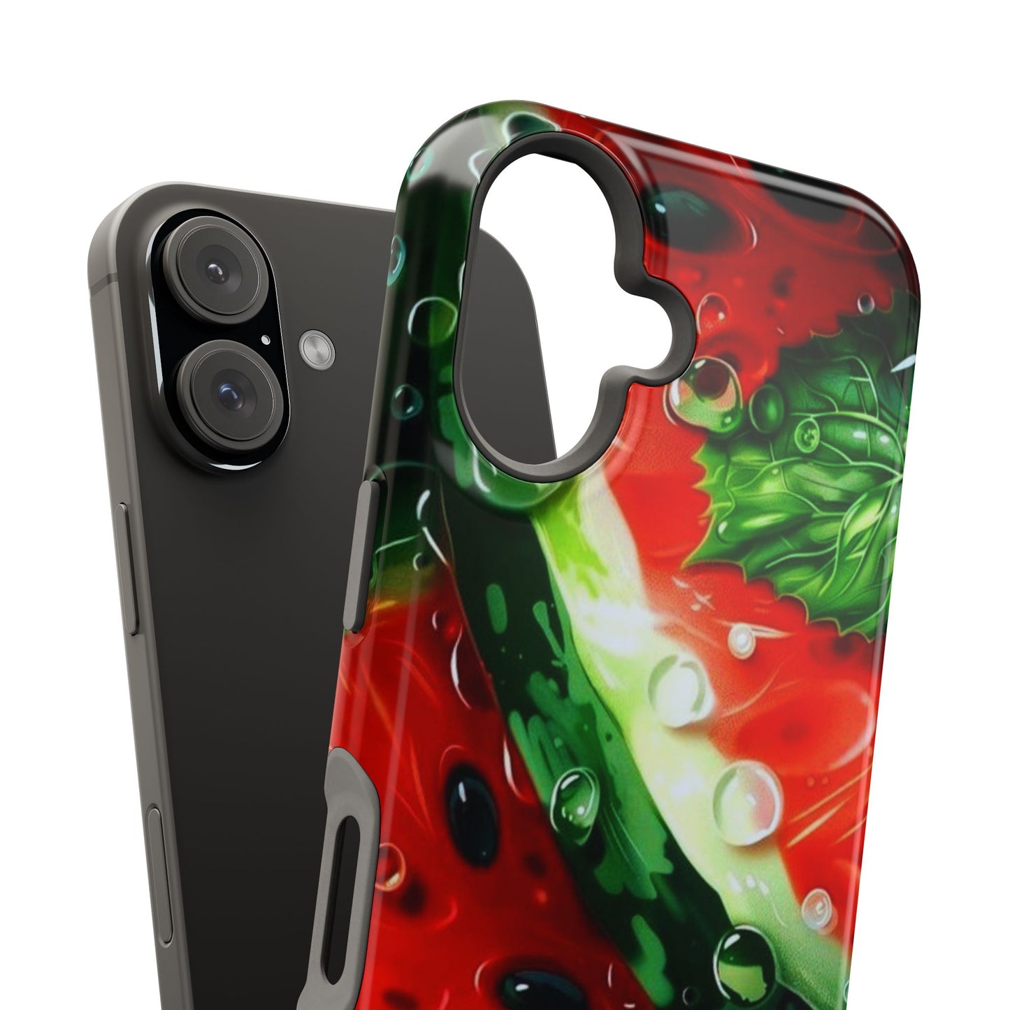 Juicy Watermelon & Mint MasSafe iPhone Case – Tough Dual-Layer, Vibrant Summer Design