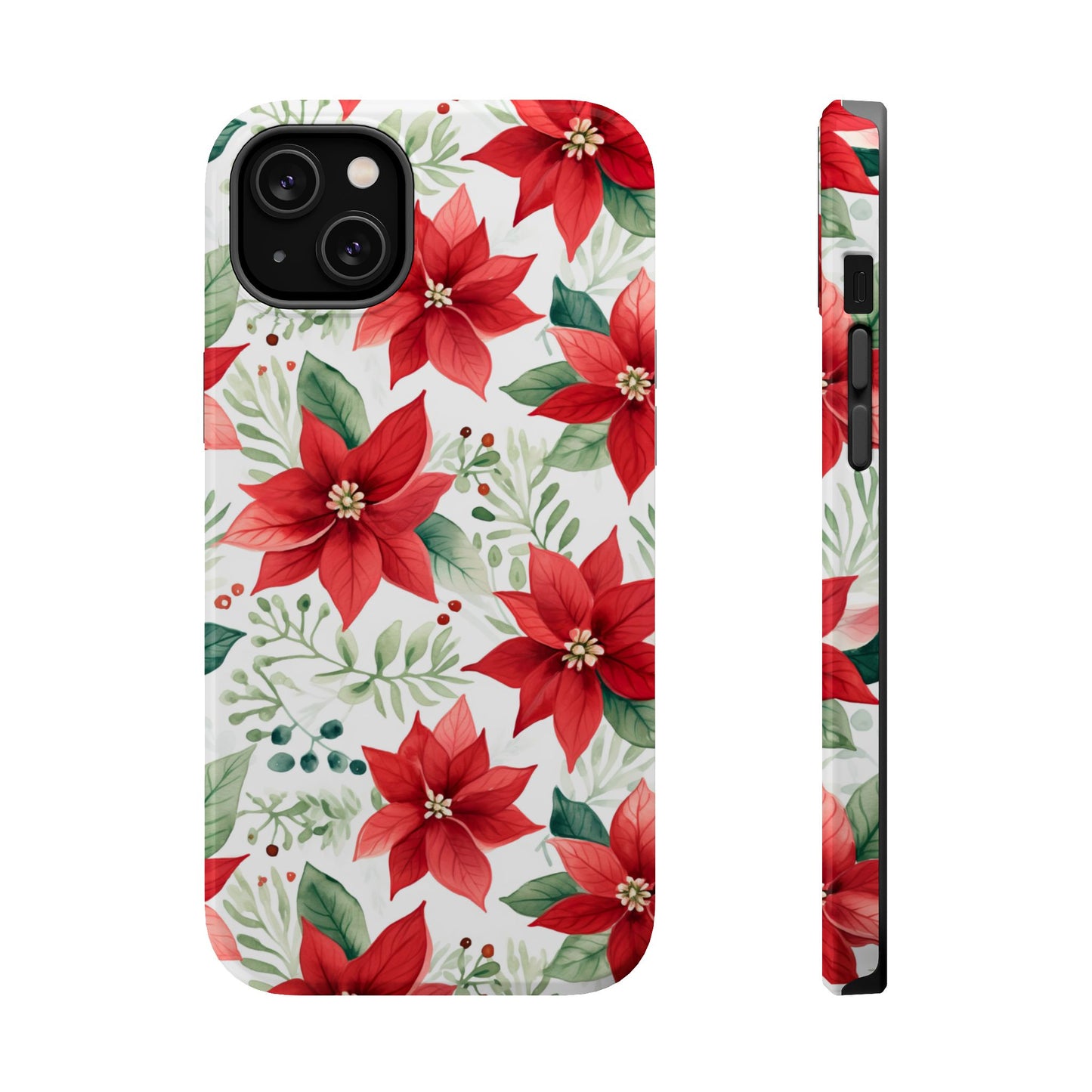 Festive Poinsettia Holiday Pattern – MagSafe iPhone Series Case