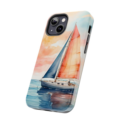 Sunset Sail iPhone Case – Watercolor Sailboat and Sky Design - BOGO Cases