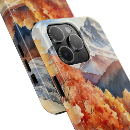 Watercolor Autumn Forest and Mountains - iPhone Case