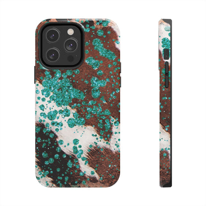 Teal Glitter Cowhide - iPhone Series Case