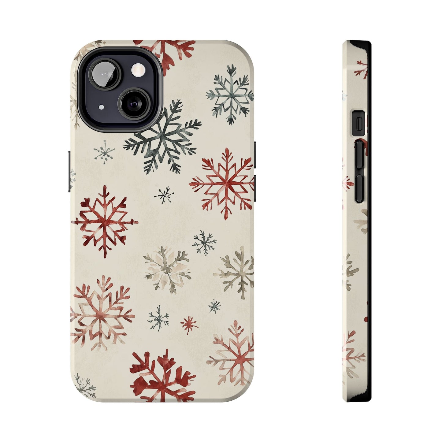 Vintage Red and Gray Snowflake Pattern – iPhone Series Case