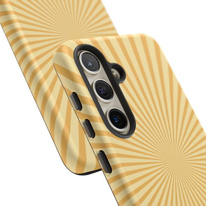 Golden Sunburst Samsung Galaxy Case – Retro Radiant Design with Dual-Layer Protection