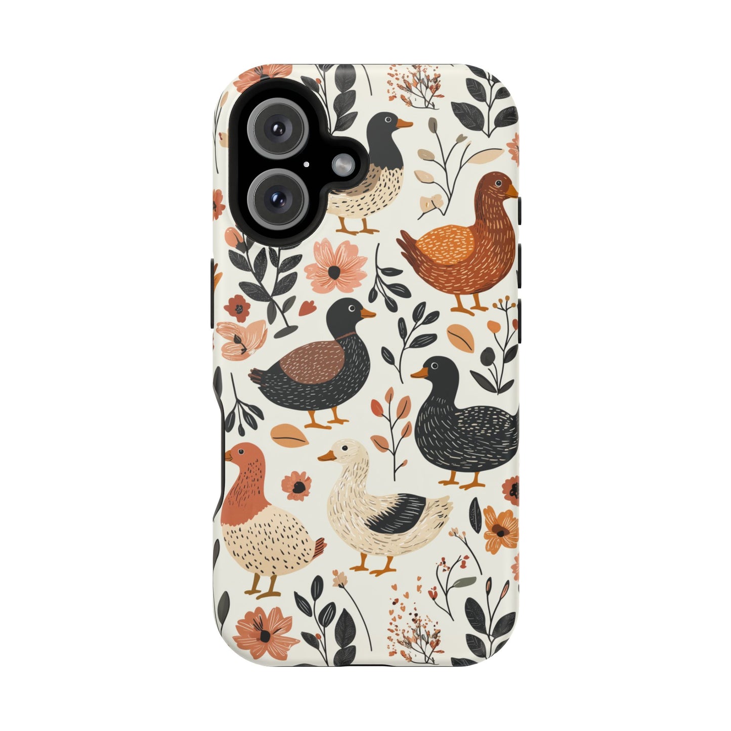 MagSafe iPhone Case: Vintage Duck – Floral & Leaf Design