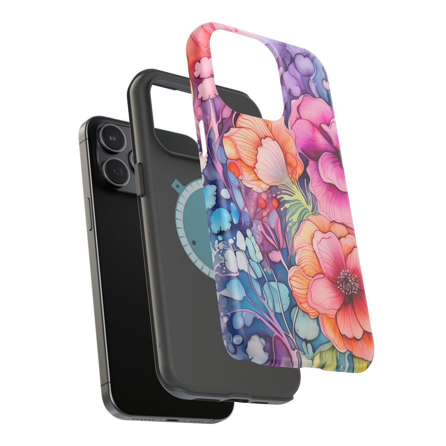 Bright Watercolor Floral Splash MagSafe iPhone Series Case – Bold Artistic Design