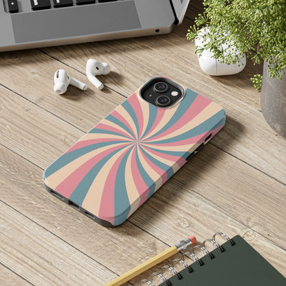 Vintage Pastel Swirl iPhone Case – Dual-Layer Protection with 70s-Inspired Design