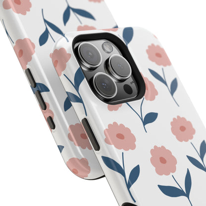 Playful Pink Floral Tough MagSafe  iPhone Case – Soft Pastel Design, Slim & Shockproof