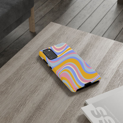 Groovy Pastel Waves Samsung Galaxy Case – 70s-Inspired Design with Dual-Layer Protection