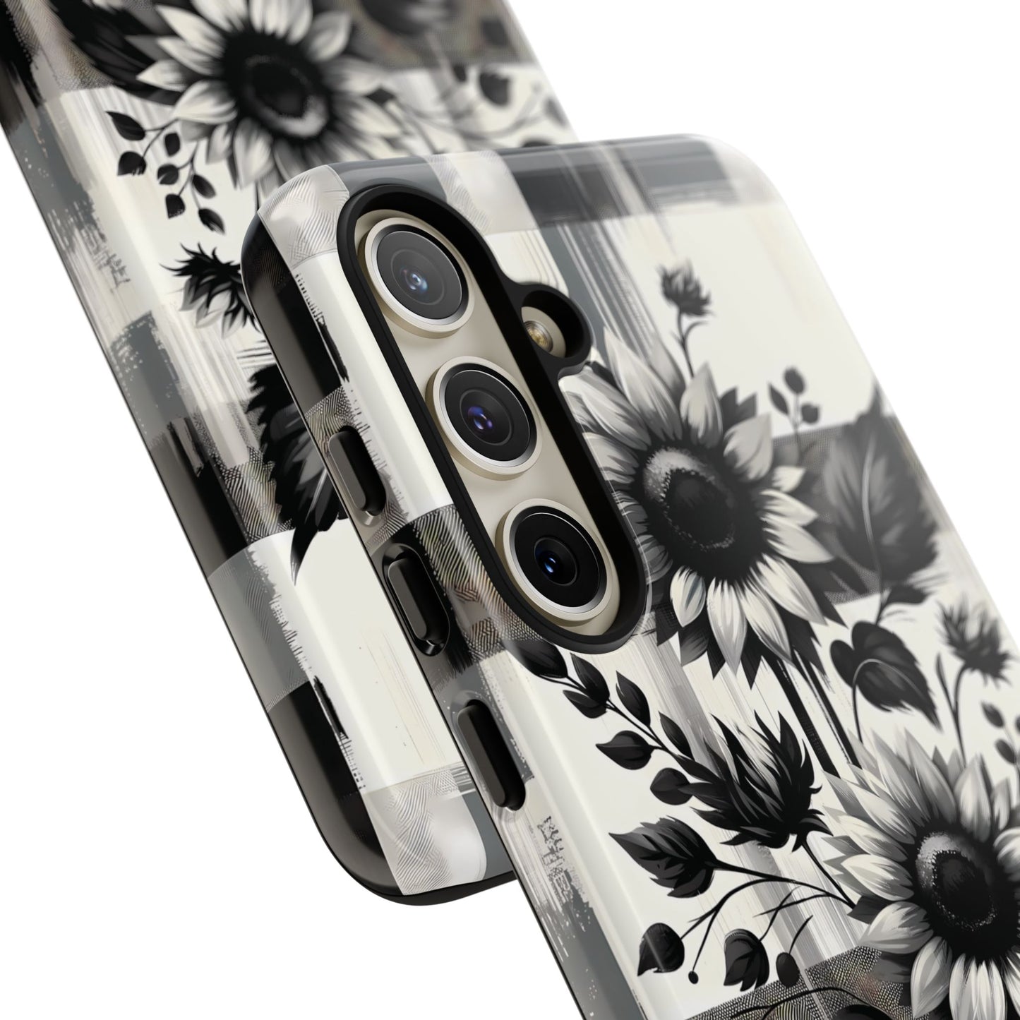 Black/White Sunflower Plaid Phone Case