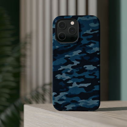 Dark Blue Camouflage – MagSafe iPhone Case with Modern Rugged Style