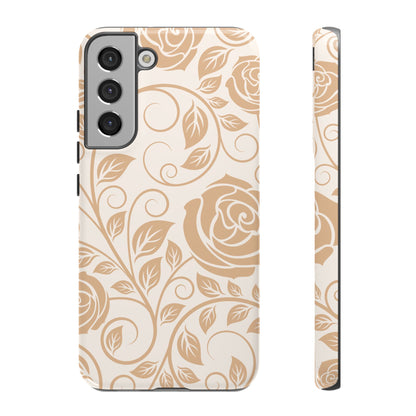 Vintage Rose Vine Tough Samsung Galaxy Case – Elegant Floral Pattern with Dual-Layer Protection