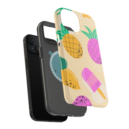 Tropical Pop MagSafe iPhone Case – Fun Pineapple & Lemon Design with Vibrant Summery Colors