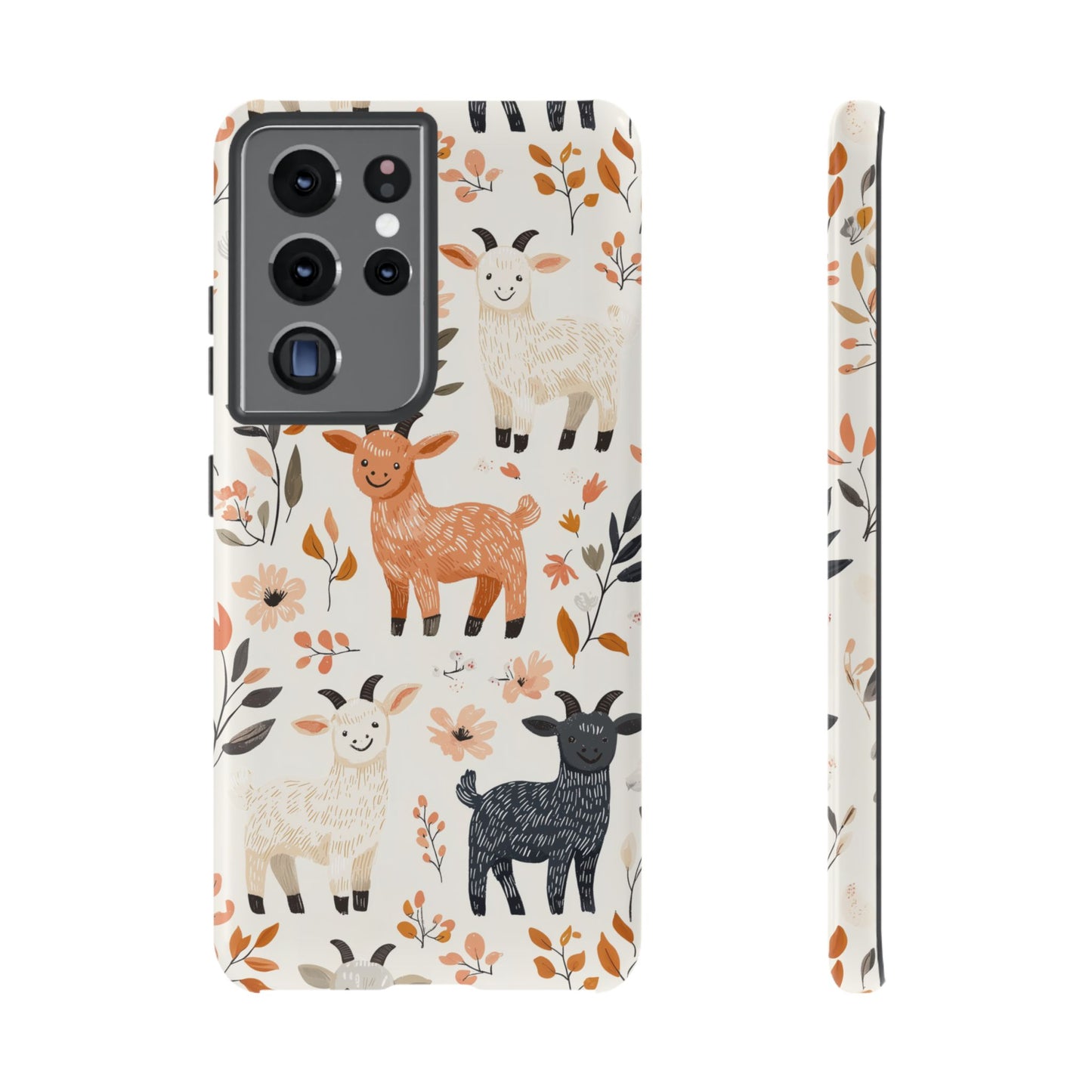 Samsung Galaxy Case: Smiley Goats & Dried Flowers – Vintage Charm