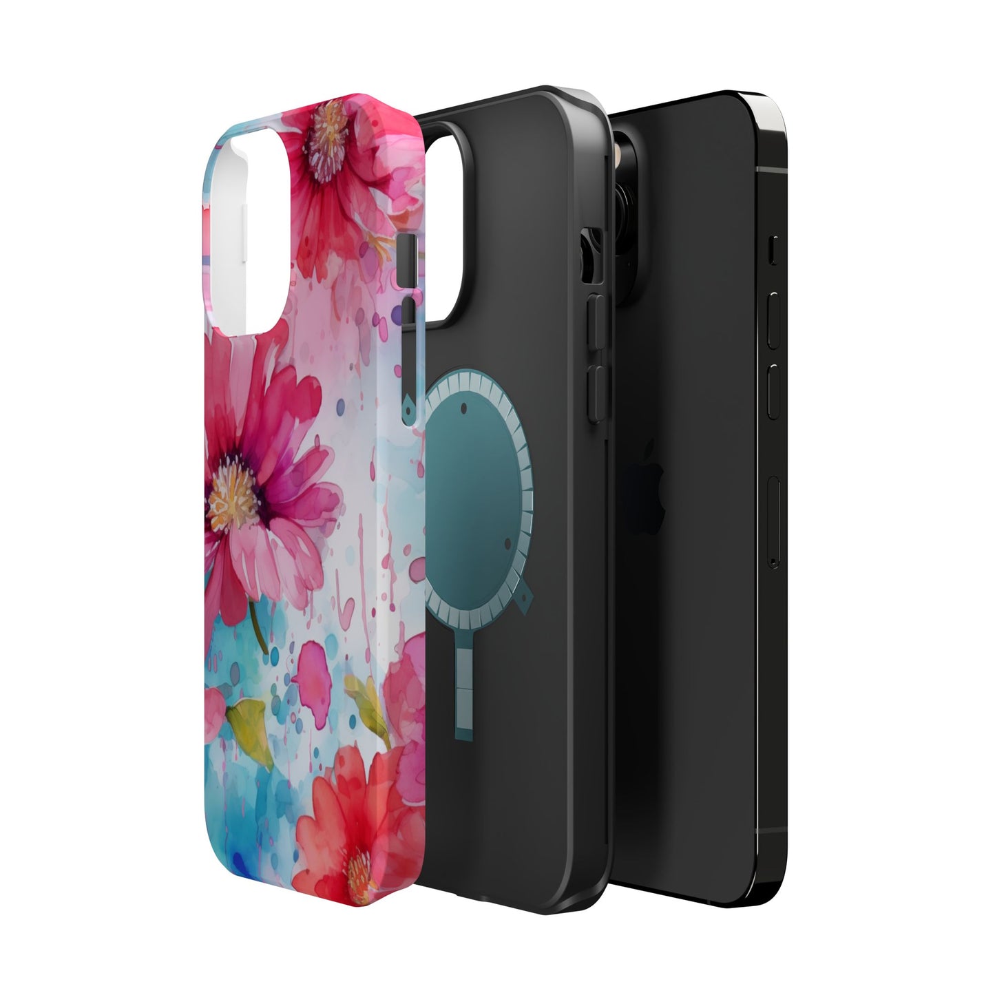 Vibrant Watercolor Red & Pink Floral - MagSafe iPhone Case