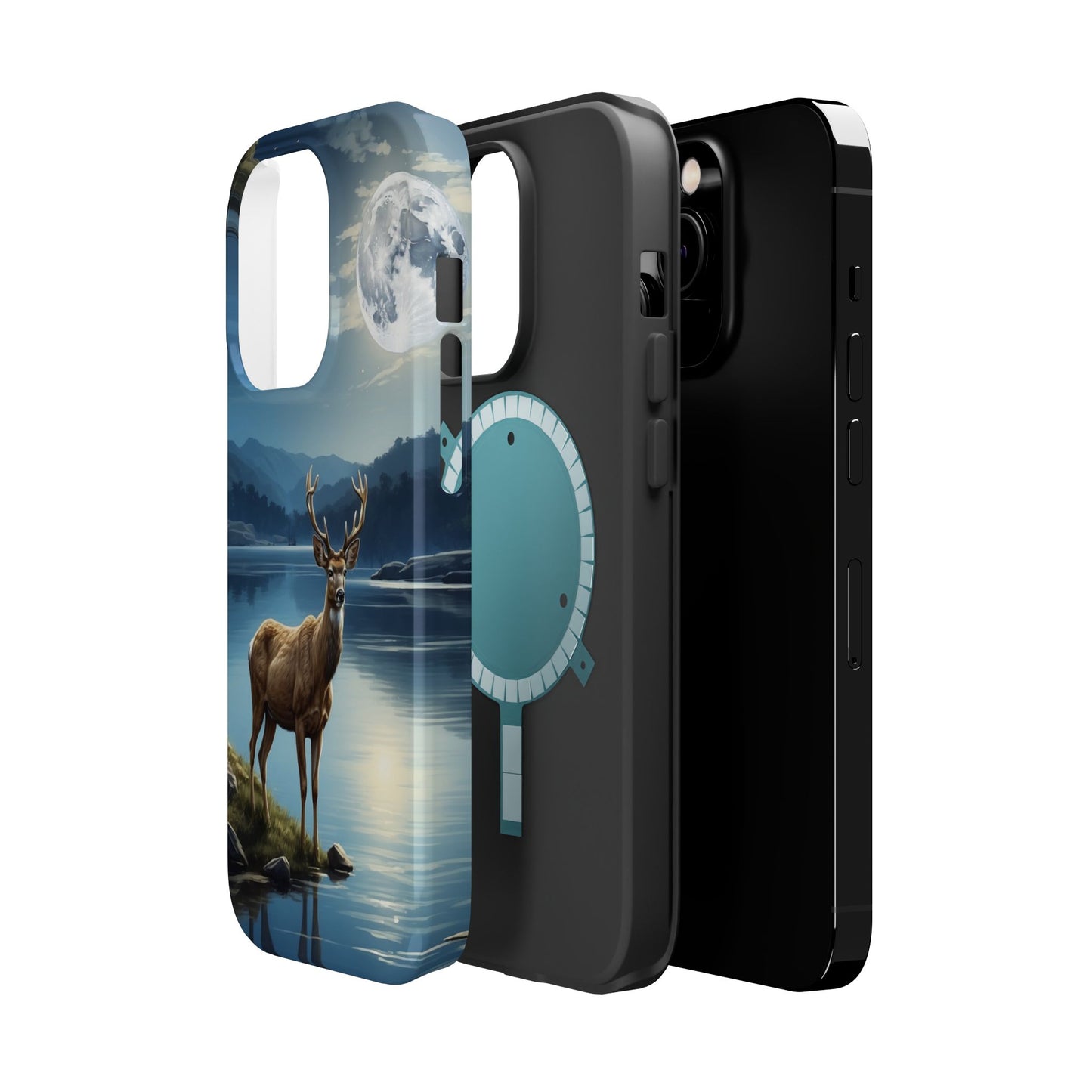 Moonlit Elegance: Stag by the Lake – MagSafe iPhone Case