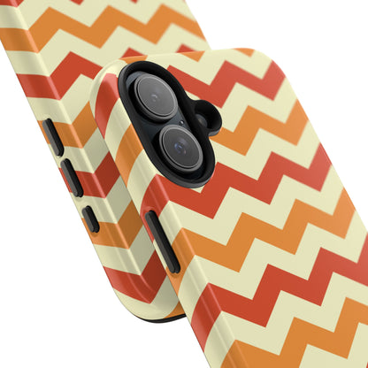 Warm Sunset Chevron – Orange, Red & Cream Geometric iPhone Case