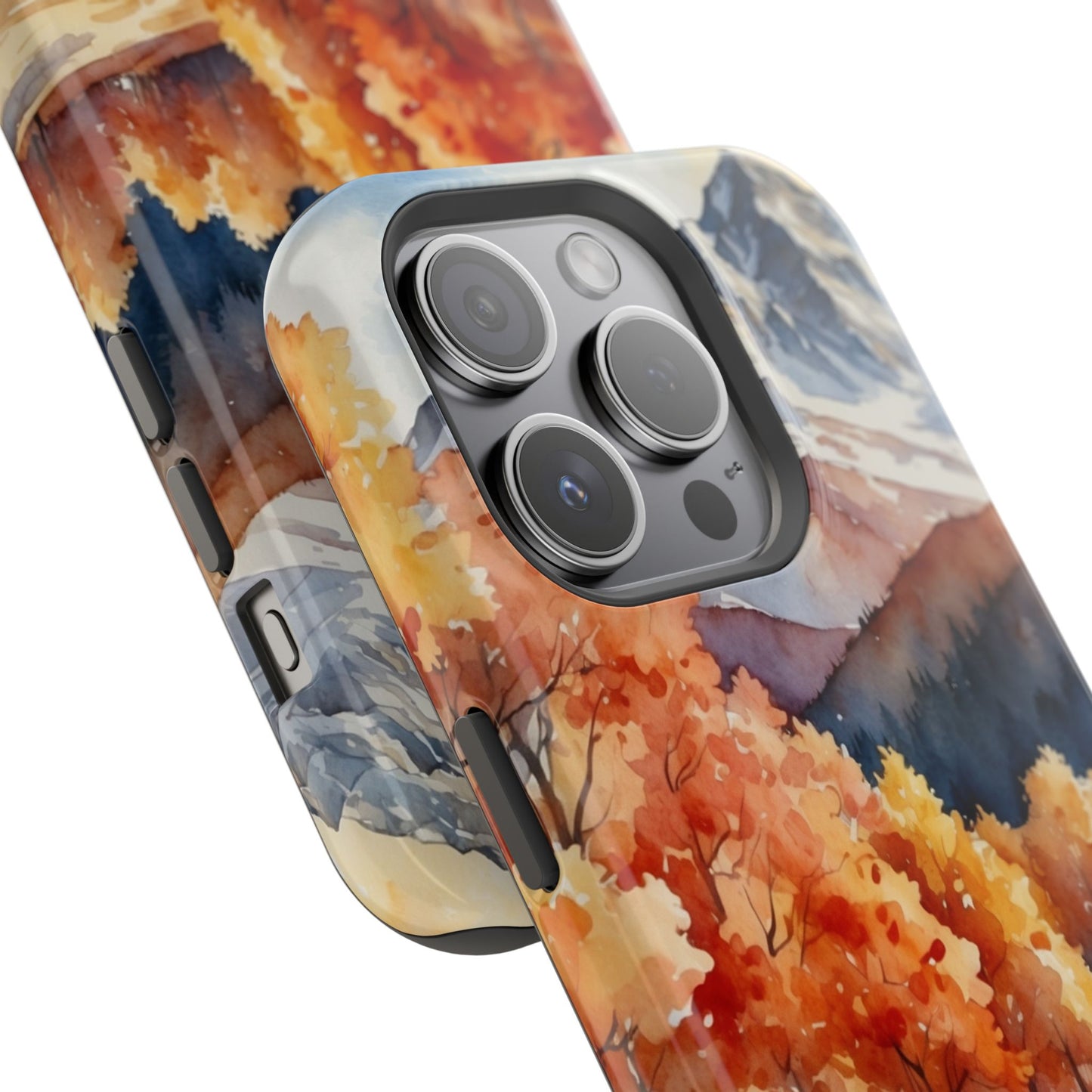 Watercolor Autumn Forest and Mountains - MagSafe iPhone Case