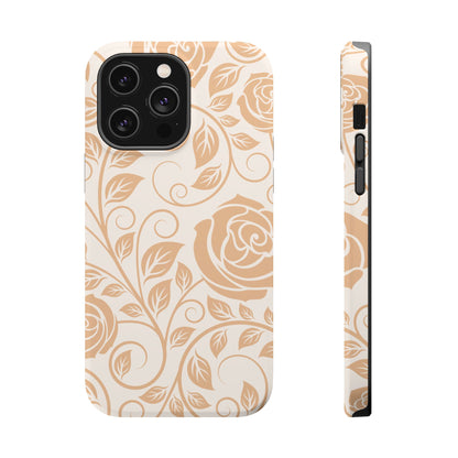 Vintage Rose Vine Tough MagSafe iPhone Case – Elegant Floral Pattern with Dual-Layer Protection