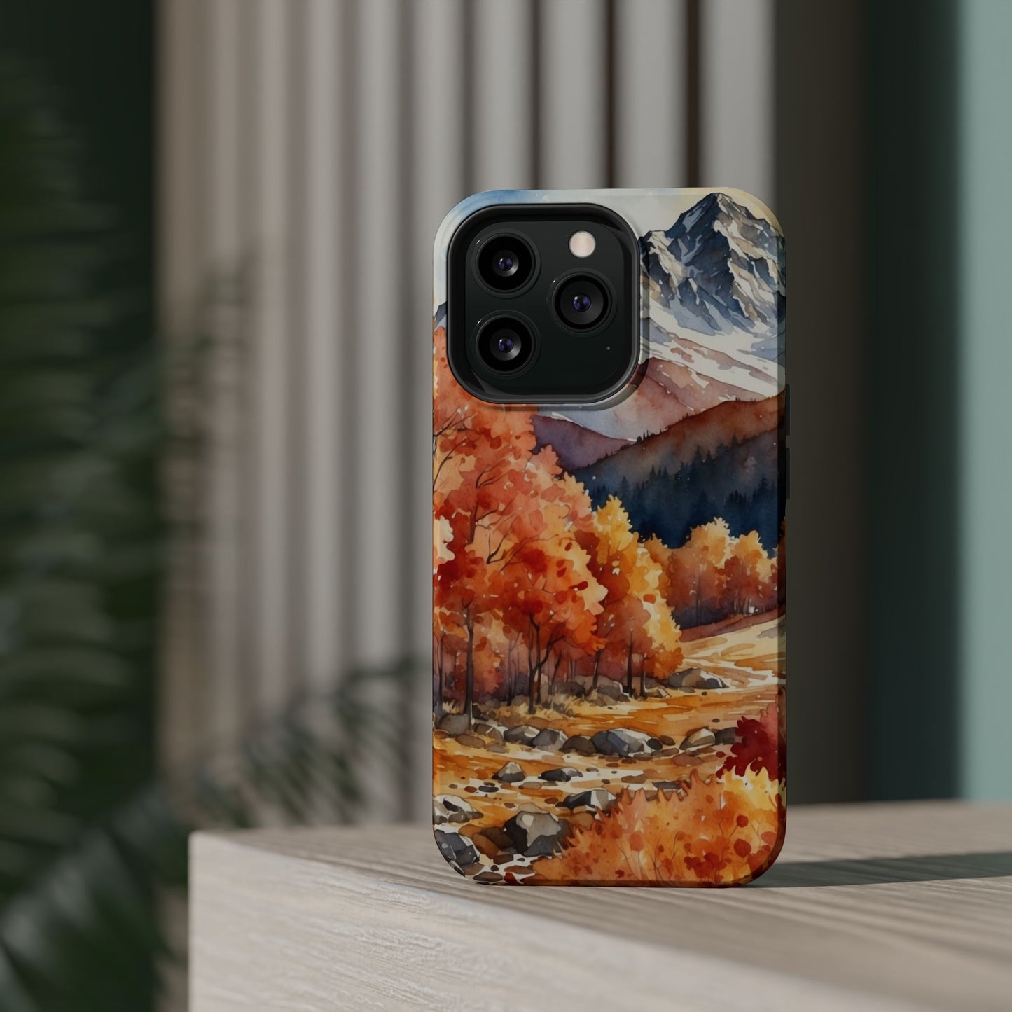 Watercolor Autumn Forest and Mountains - MagSafe iPhone Case