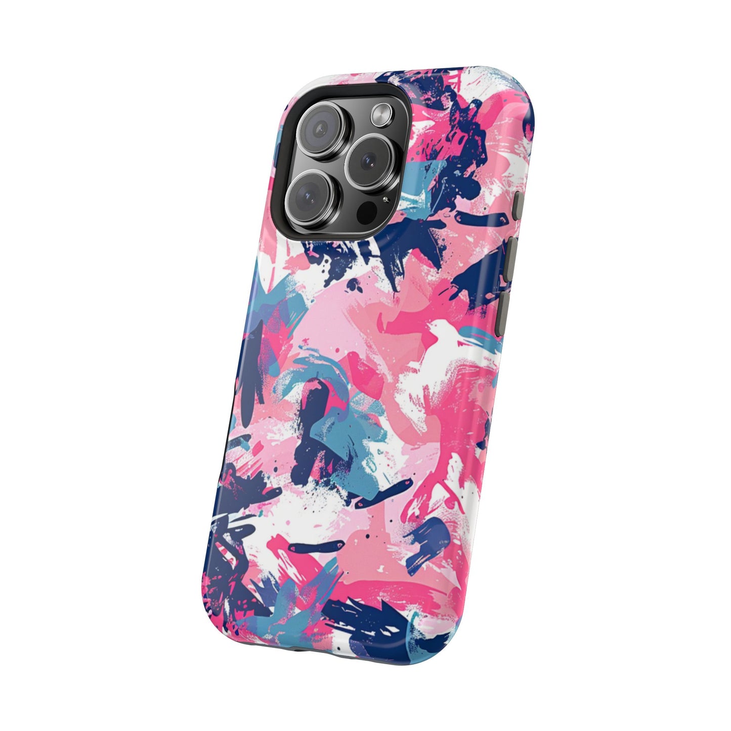 Vibrant Pink & Navy Abstract Splash – MagSafe iPhone Case