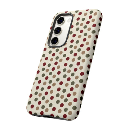 Festive Red & Green Polka Dots on Cream – Samsung Galaxy Case