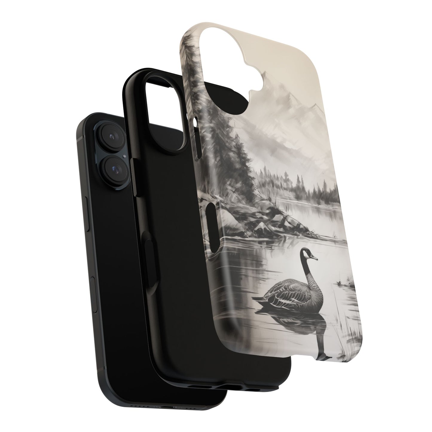 Canadian Goose Phone Case - Charcoal Sketch Design!