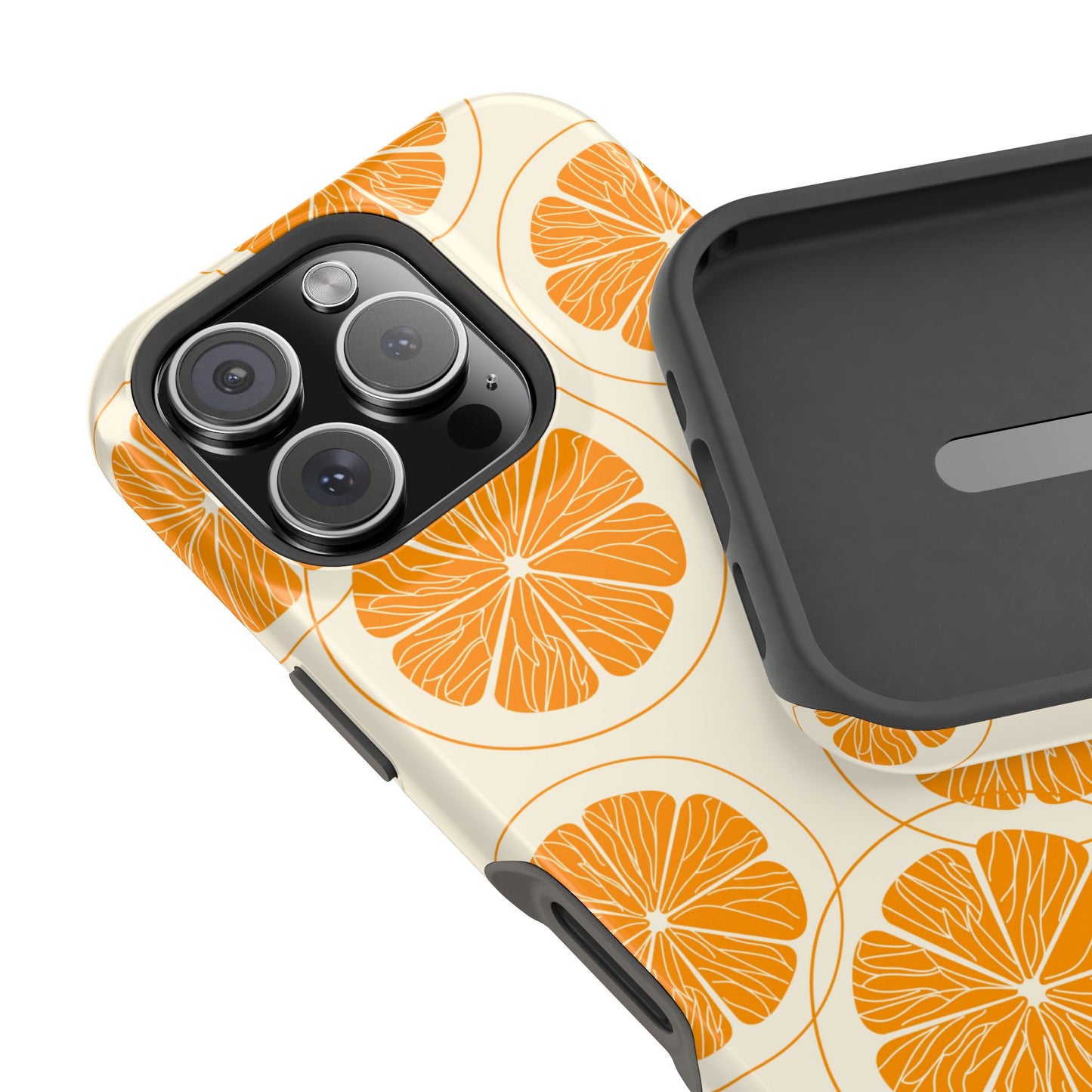 Citrus Burst Pattern Tough MagSafe iPhone Case – Bold Orange Design, Shockproof Protection