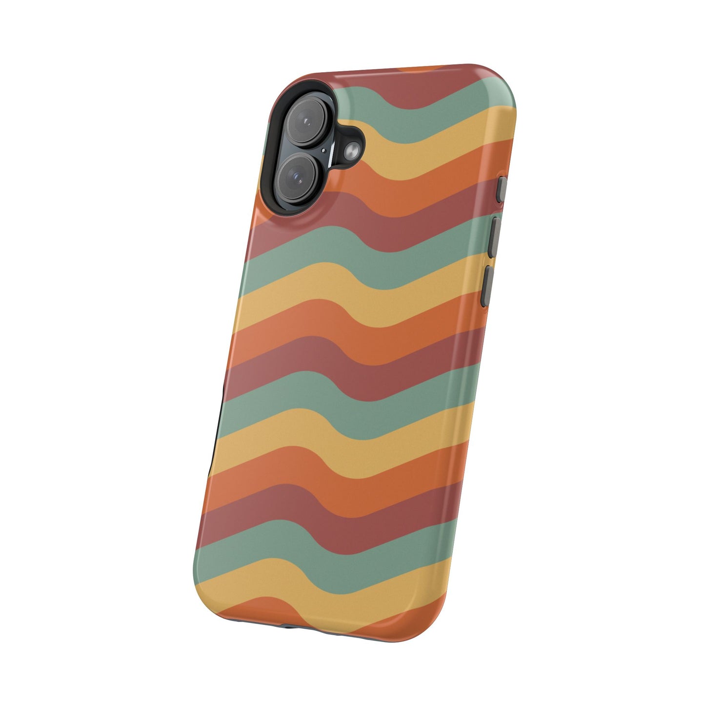 Retro Vibe Wavy Stripes MagSafe iPhone Case – 70s-Inspired in Teal, Orange, and Rust