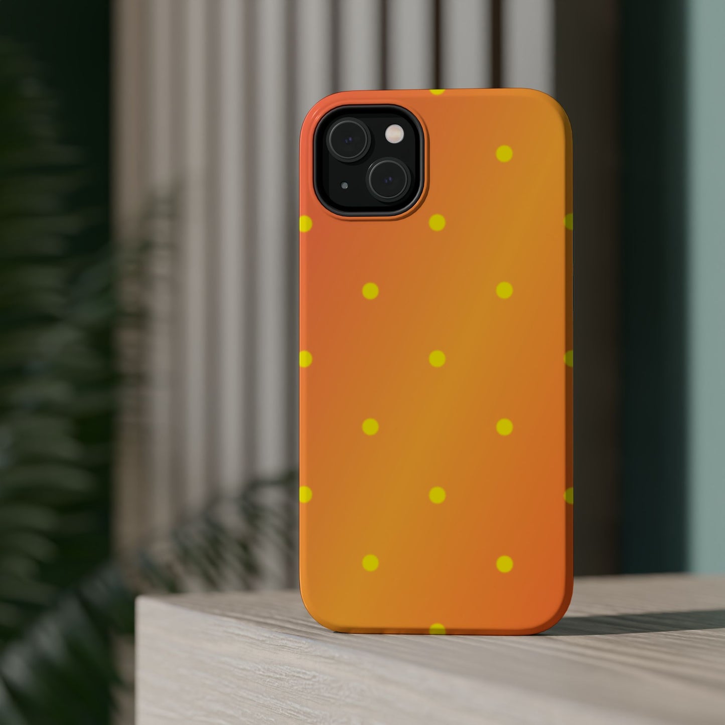 Sunset Gradient Polka Dots MagSafe iPhone Case – Shockproof, Matte Finish, Dual-Layer Protection