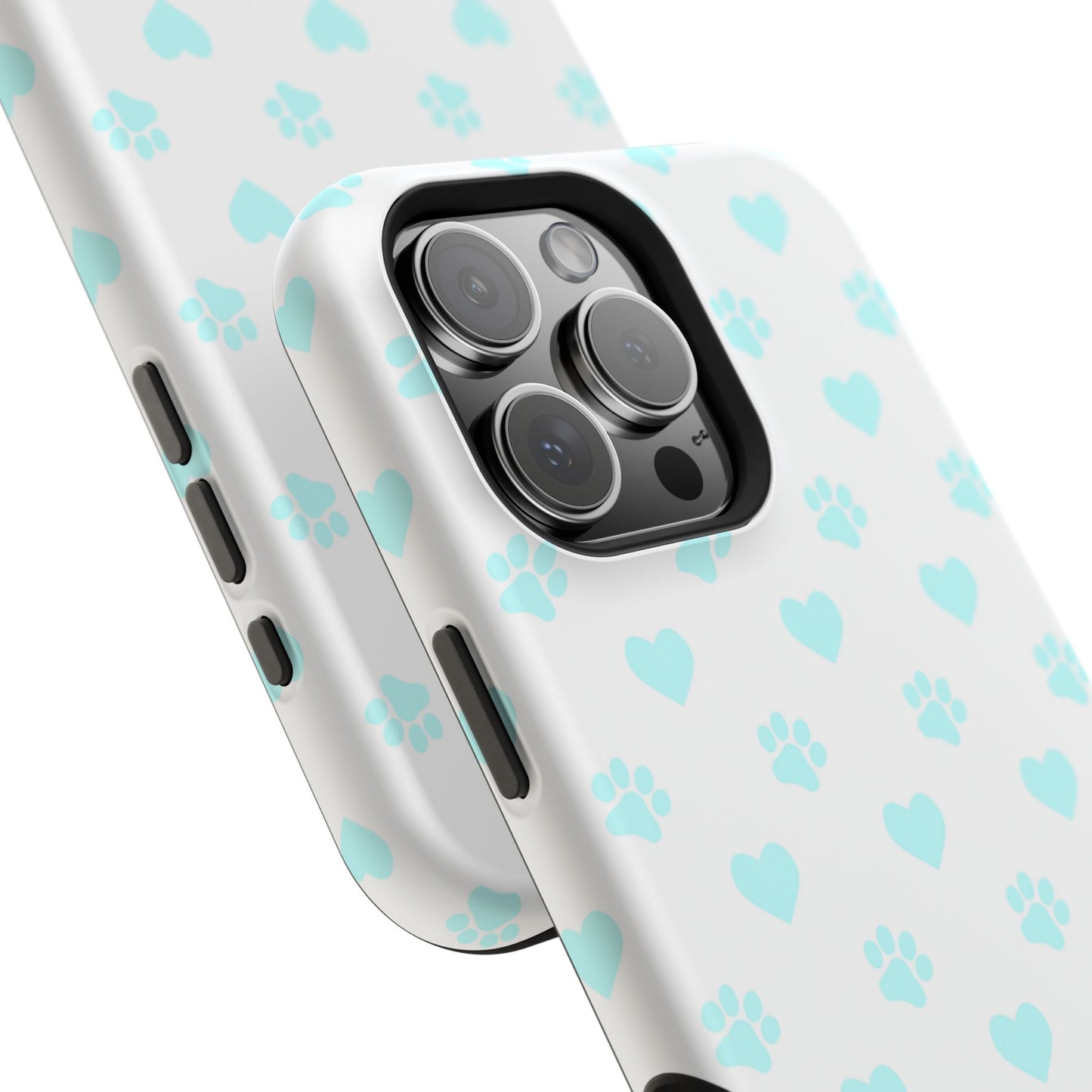 MagSafe Case - Aqua Paw Print & Heart Design