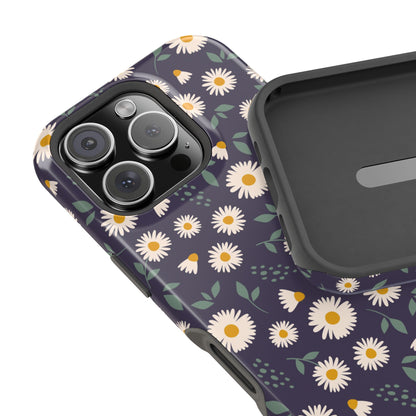 Midnight Daisy MagSafe iPhone Case – Dark Navy Floral Design, Slim and Protective