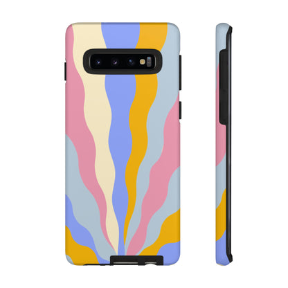 Pastel Radiance Samsung Galaxy Case – 70s-Inspired Dual-Layer Design with Wavy Sunburst Pattern
