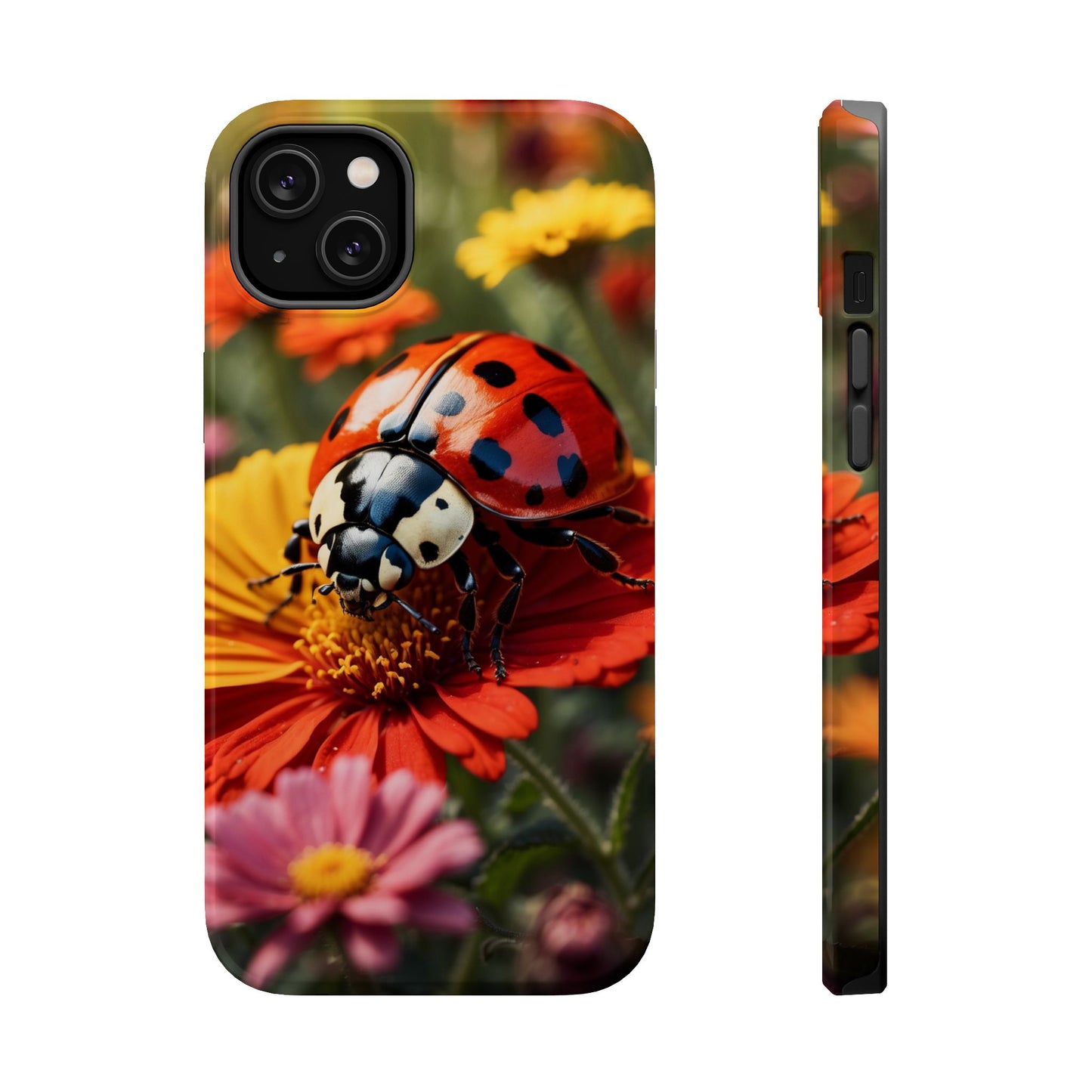 Ladybug on Orange Daisy - MagSafe iPhone Case