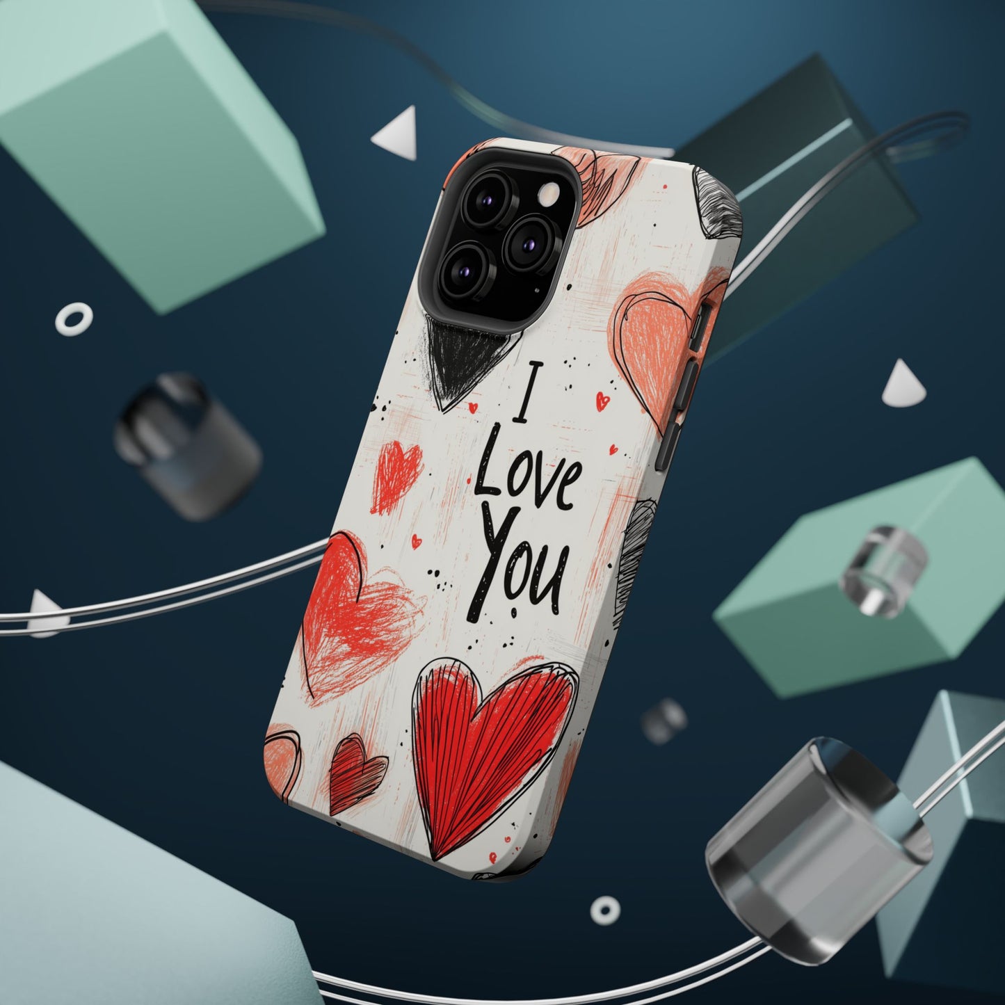 Romantic "I Love You" Heart Sketch - MagSafe Compatible Case