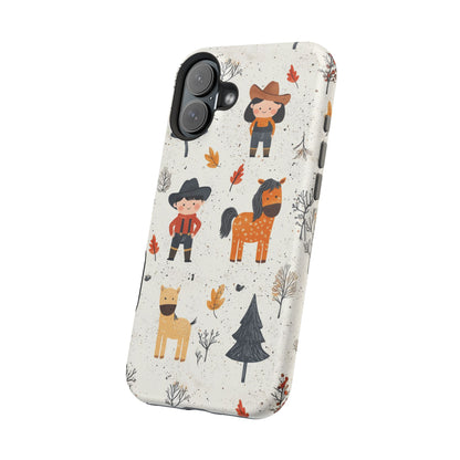 Cowboy Adventures Tough MagSafe iPhone Case – Cute Western Theme, Dual-Layer Protection