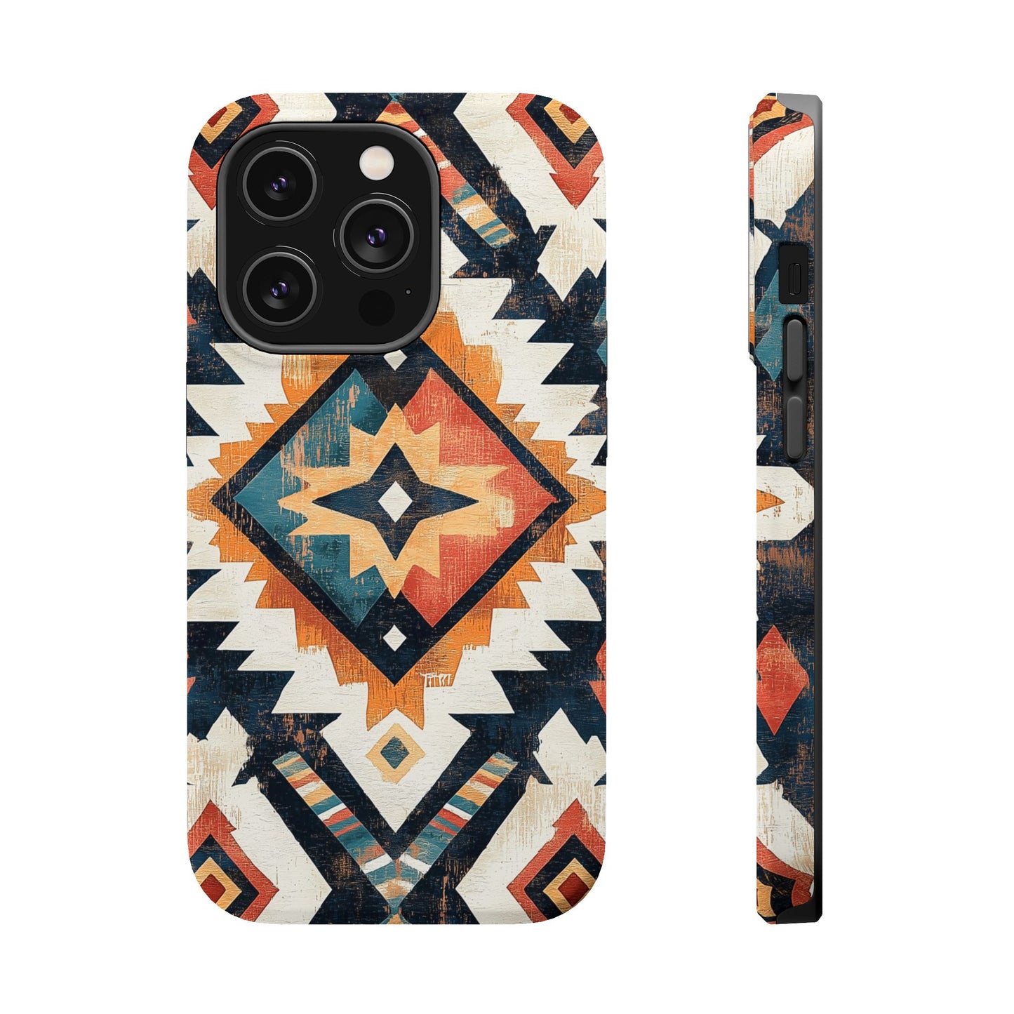 Vintage Southwestern Diamond Tough MagSafe iPhone Case – Rustic Tribal Design, Dual-Layer Protection