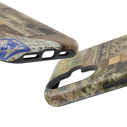 Whimsical Road Trip Collage MagSafe iPhone Case – Dual-Layer Protection with Vintage Art and Adventure Design