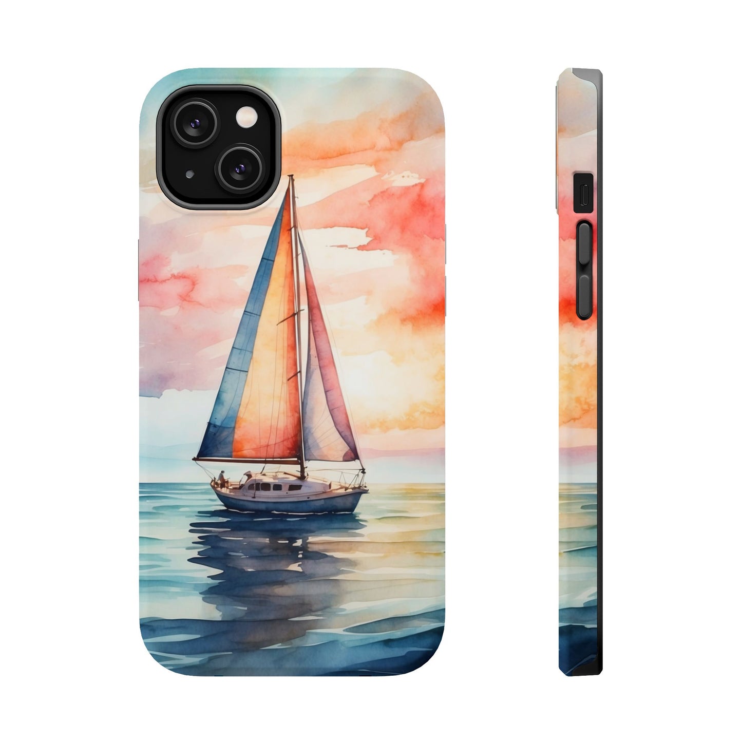 Sailboat Sunset MagSafe iPhone Case – Vibrant Watercolor Design